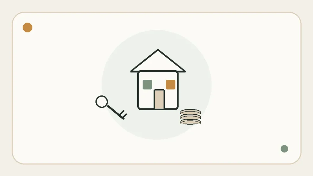 Minimal real estate infographic with a house, key and investment symbols