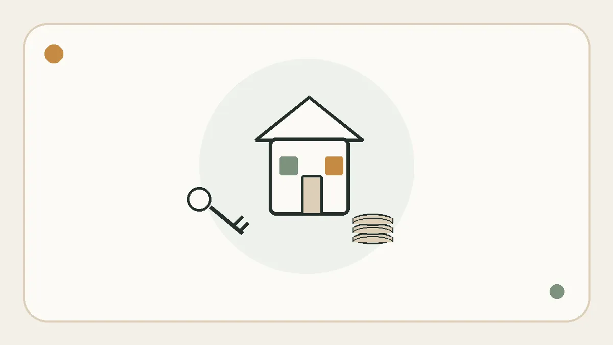 Minimal real estate infographic with a house, key and investment symbols